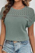 LIGHT GREEN LACE WAFFLE S/S