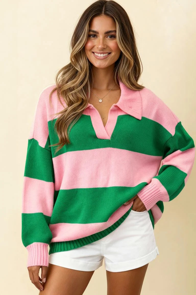 LONG SLEEVE COLORBLOCK LIGHTWEIGHT SWEATER