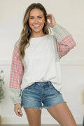 LONG SLEEVE TOP-  GREY PATCHWORK