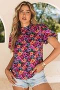 MULTICOLOR FLORAL ROUND NECK BLOUSE