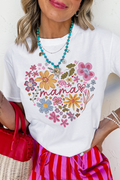 WHITE FLORAL HEART MAMA S/S